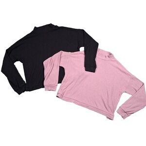 LUCKY BRAND Oversize‎ 1Black,1Pink  Mock Neck Sweaters Both Size M
